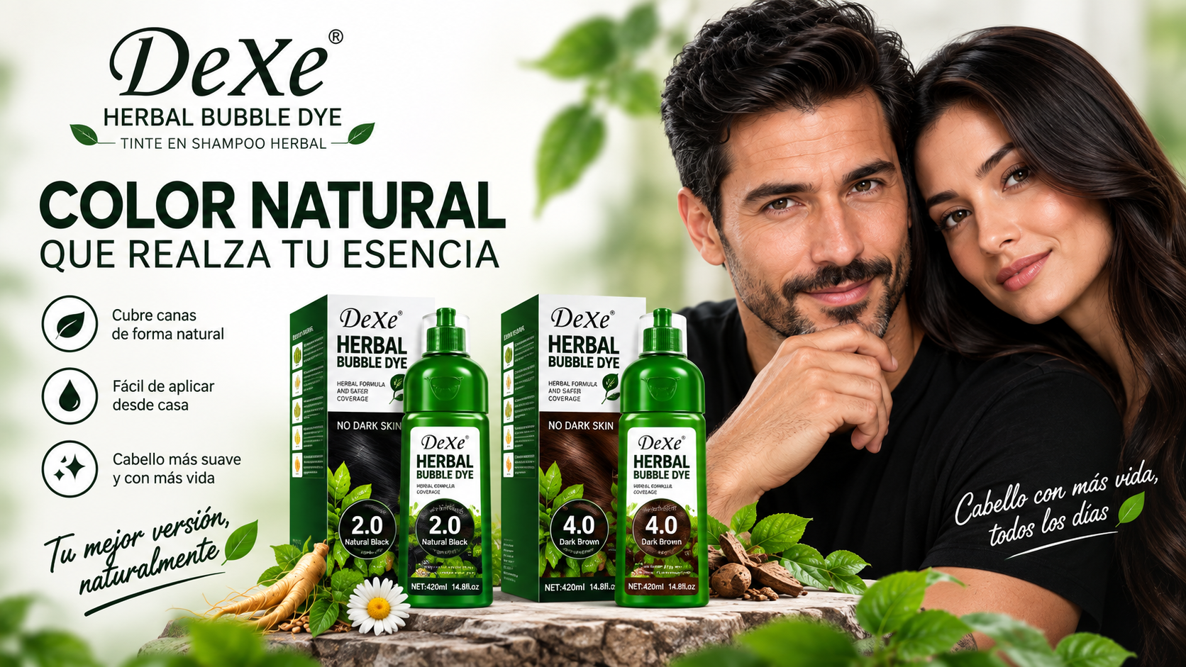DeXe Herbal Bubble Dye 420 ml - Tinte en shampoo herbal